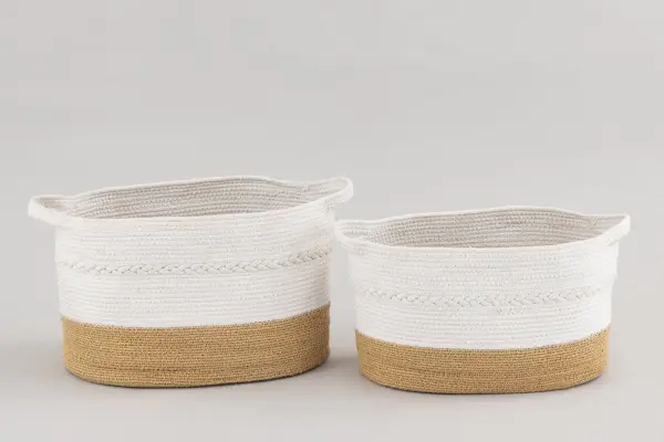 Набор корзин для хранения из хлопкового шнура и водорослей