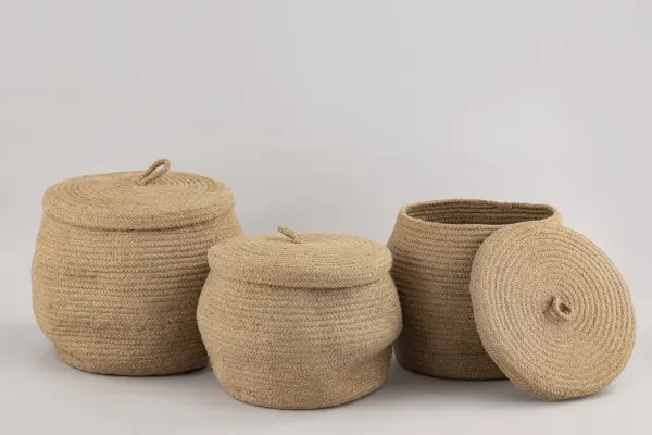 Набор корзин для хранения из джута