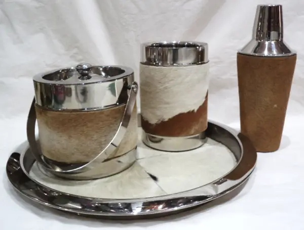 Барный набор из нержавеющей стали с покрытием из искусственной кожи