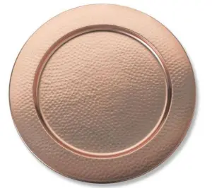 Сервировочная тарелка из нержавеющей стали с тиснением и медной отделкой