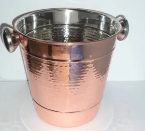 Ведерко для шампанского из нержавеющей стали с тиснением и медной отделкой