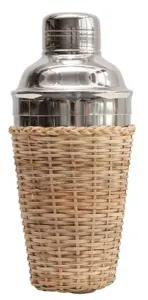 Коктейльный шейкер из нержавеющей стали с ротанговой оплеткой